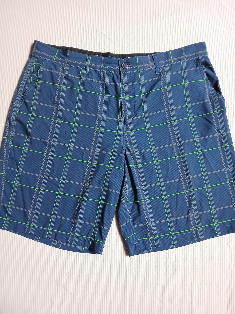 Ocean Pacific Op Flex 4 Way Stretch Men's Shorts Blue Plaid Size 42